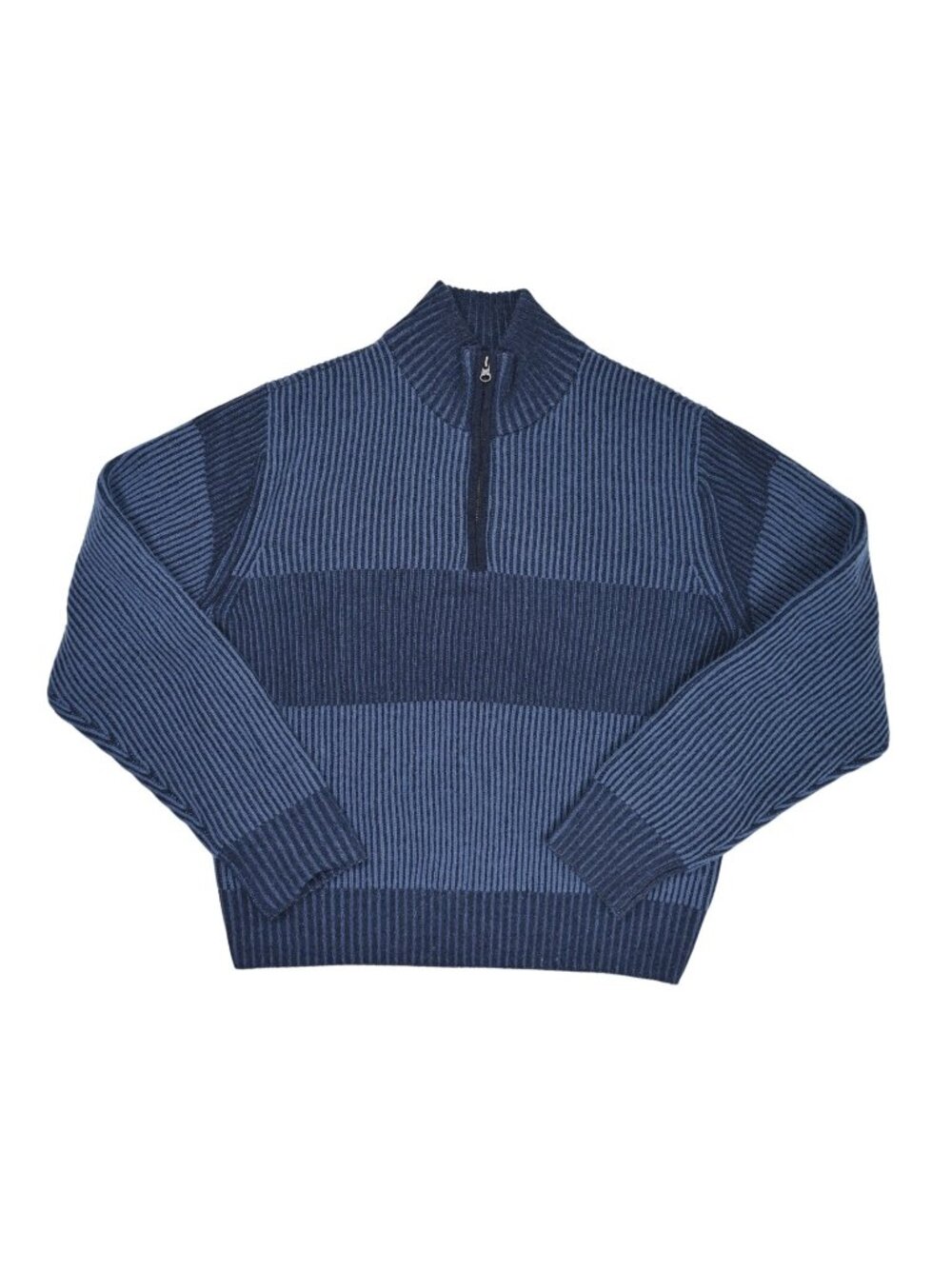 Rowing Blazers Cashmere Quarter Zip Ottoman Rib Sweater in Navy